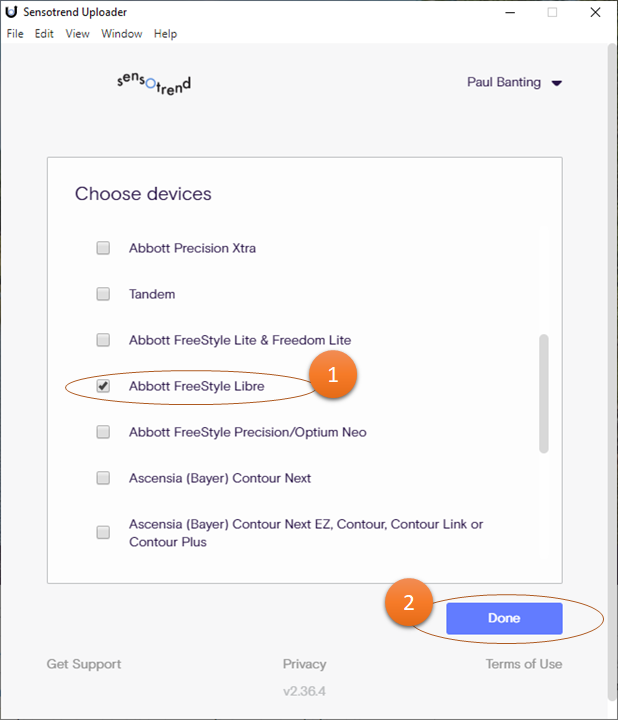 Device selection view