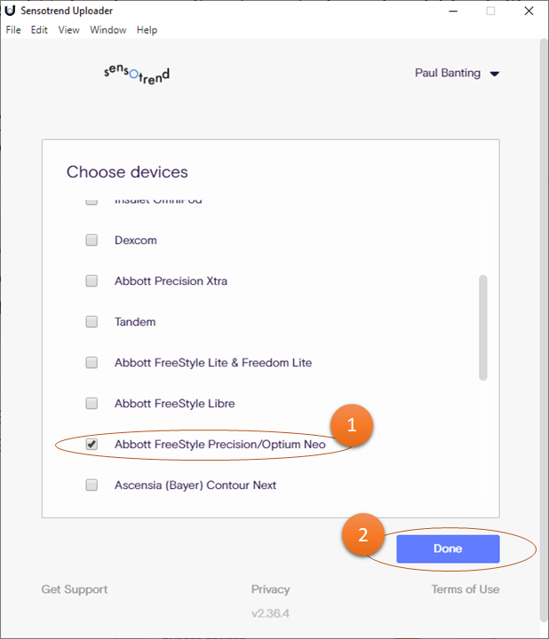 Device selection view