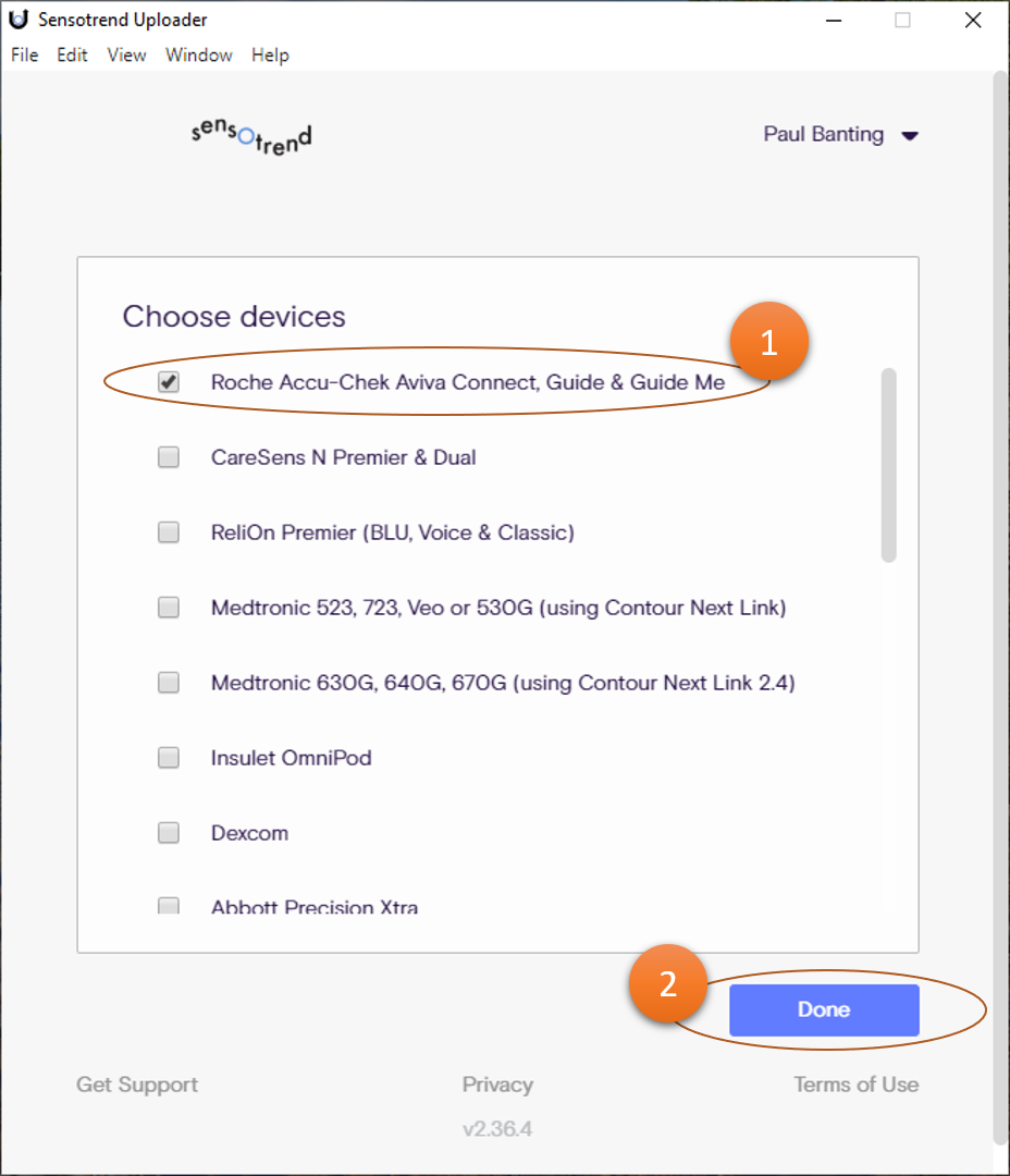 Device selection view