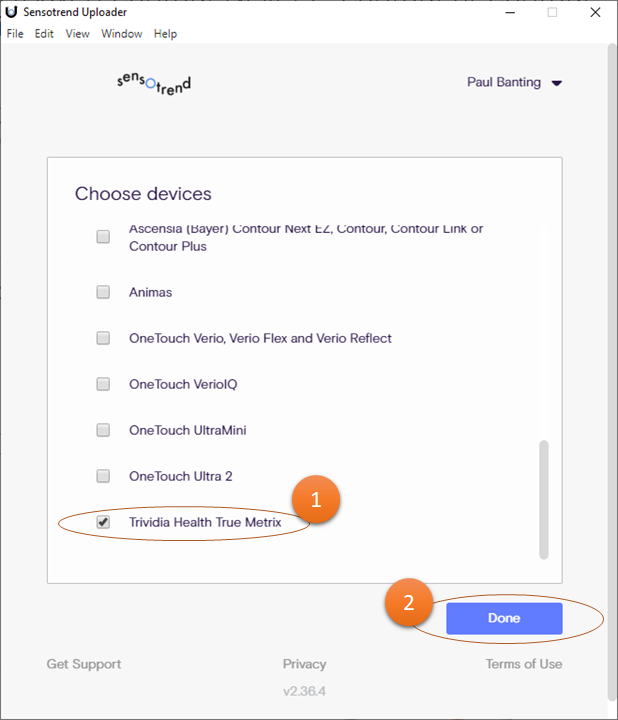 Device selection view